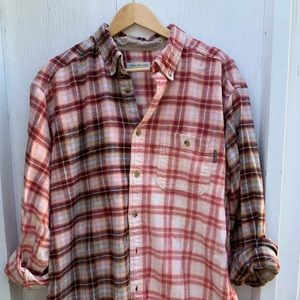 Handmade Bleached flannel shirt with decal on back